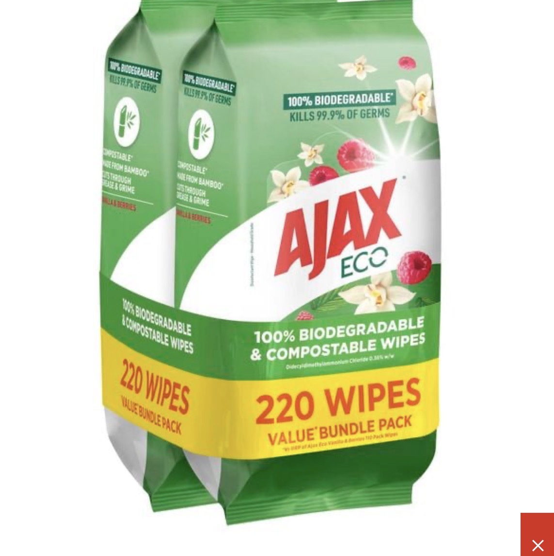 Ajax Eco Vanilla & Berries Antibacterial Disinfectant Surface Cleaning Wipes (Copy)